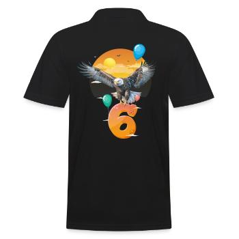 Bald eagle design for sixth birthday - Men's Polo Shirt - black - Back - Kai (181cm)
