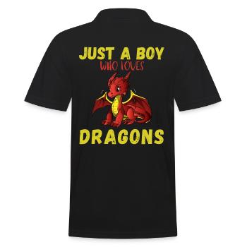 Just A Boy Who Loves Dragons - Men's Polo Shirt - black - Back - Kai (181cm)