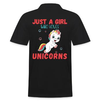 Nur Ein Mädchen, Das Einhörner Liebt. - Männer Poloshirt - Schwarz - Hinten - Kai (181cm)