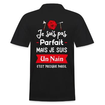 Je suis pas parfait mais je suis un nain - Polo Homme - noir - Dos - Kai (181cm)