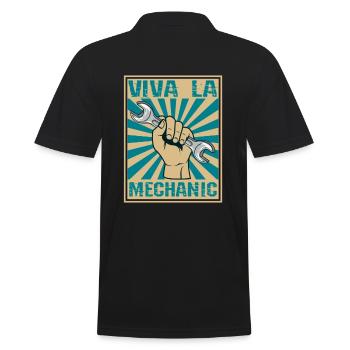 Viva La Mechanic Retro Holzschnittschlüssel - Männer Poloshirt - Schwarz - Hinten - Kai (181cm)