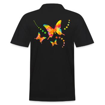 Bunte Schmetterlinge Schmetterling bunt Sommer süß - Männer Poloshirt - Schwarz - Hinten - Kai (181cm)