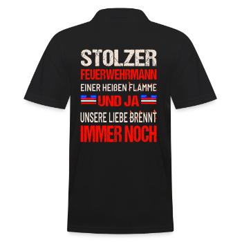 Stolzer Feuerwehrmann - Männer Poloshirt - Schwarz - Hinten - Kai (181cm)