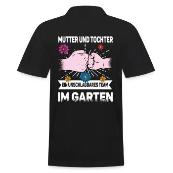 Mutter Tochter im Garten - Männer Poloshirt - Schwarz - Hinten - Kai (181cm)
