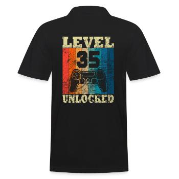 Happy Birthday - 35. Geburtstag für Gamer - Männer Poloshirt - Schwarz - Hinten - Kai (181cm)