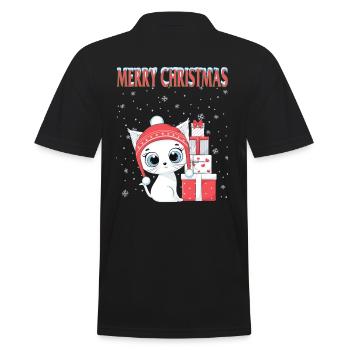katzen weihnachten- Weihnachten Katzen tshirt - Männer Poloshirt - Schwarz - Hinten - Kai (181cm)