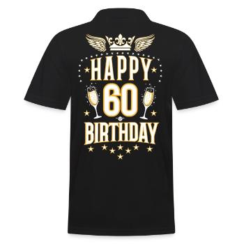 06 Happy 60 Birthday Crown Wings - Männer Poloshirt - Schwarz - Hinten - Kai (181cm)