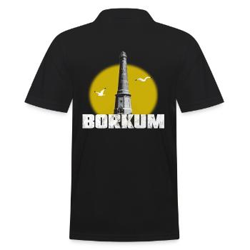 Borkum Neuer Leuchtturm weiss mit Sonne Shirt - Männer Poloshirt - Schwarz - Hinten - Kai (181cm)