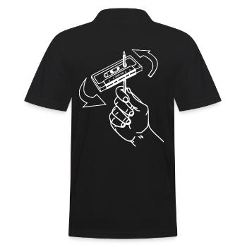 80s Audiocasette Retro - Männer Poloshirt - Schwarz - Hinten - Kai (181cm)