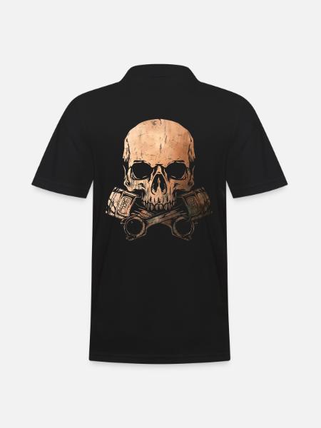 Piston Skull - Schrauber - Mechaniker - Kupfer - Männer Poloshirt - Schwarz