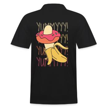 Banane Donut Yummy Lecker Lustiges - Männer Poloshirt - Schwarz - Hinten - Kai (181cm)