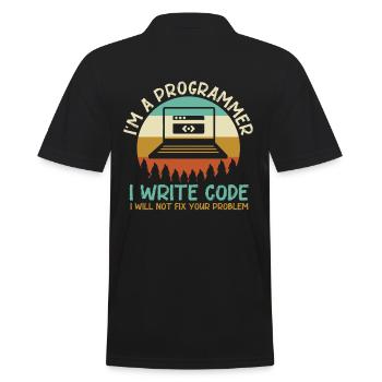 Programmer Code Coding - Men's Polo Shirt - black - Back - Kai (181cm)