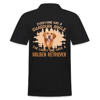 Golden Retriever Hund Schutzengel - Männer Poloshirt - Schwarz - Hinten - Kai (181cm)