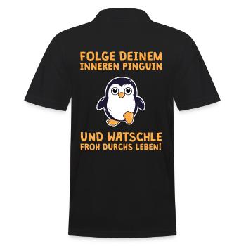 Folge deinem inneren Pinguin - Männer Poloshirt - Schwarz - Hinten - Kai (181cm)