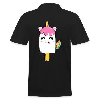 Einhorn Eis - Sommer - Männer Poloshirt - Schwarz - Hinten - Kai (181cm)