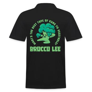 Brokkoli Wortspiel Kung Fu Brocco Lee - Männer Poloshirt - Schwarz - Hinten - Kai (181cm)