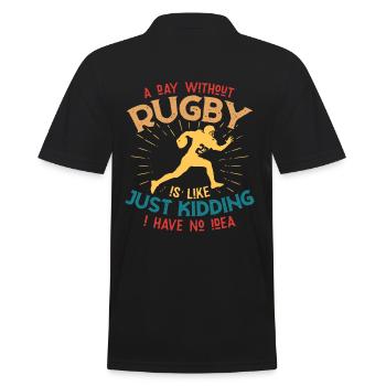 Lustiger Rugby Spruch - Rugbyspieler - Männer Poloshirt - Schwarz - Hinten - Kai (181cm)