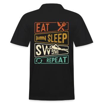 Eat Sleep Swim Repeat - Men's Polo Shirt - black - Back - Kai (181cm)