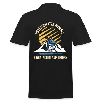 Unterschätze niemals einen alten Mann auf Skiern - Männer Poloshirt - Schwarz - Hinten - Kai (181cm)