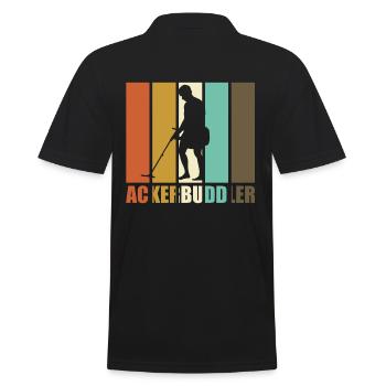 Ackerbuddler Sondeln Metalldetektor - Männer Poloshirt - Schwarz - Hinten - Kai (181cm)