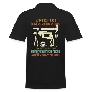 Handwerker reparieren - Männer Poloshirt - Schwarz - Hinten - Kai (181cm)