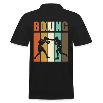 Boxe - boxeur vintage - Polo Homme - noir - Dos - Kai (181cm)