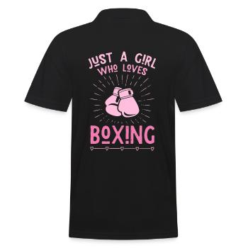 Just a girl who loves boxing - Boxerin - Männer Poloshirt - Schwarz - Hinten - Kai (181cm)