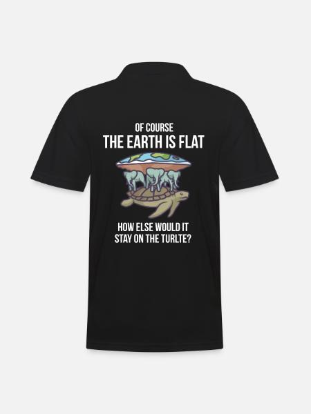 Of course the earth is flat - turtle - Men's Polo Shirt - black