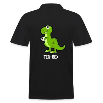 Tea-Rex Dinosaur Dino - Men's Polo Shirt - black - Back - Kai (181cm)