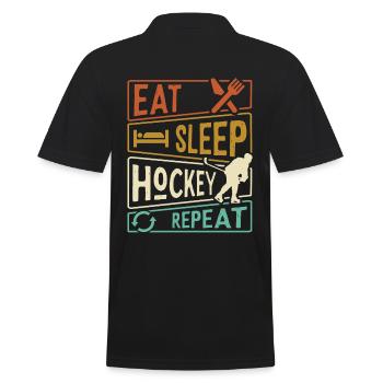 Eat Sleep Hockey Repeat - Joueur de hockey - Polo Homme - noir - Dos - Kai (181cm)