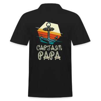 Cadeau de fête des pères Captain Papa Sailing - Polo Homme - noir - Dos - Kai (181cm)