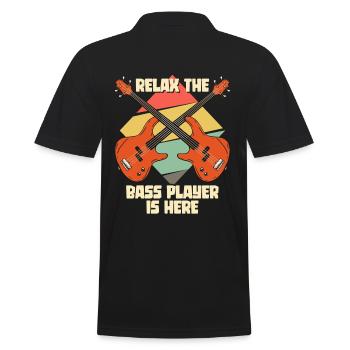 Relax the bass player is here bass guitar - Men's Polo Shirt - black - Back - Kai (181cm)