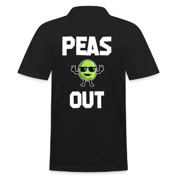 Peas Out - Peace Coole Erbse Wortspiel - Männer Poloshirt - Schwarz - Hinten - Kai (181cm)