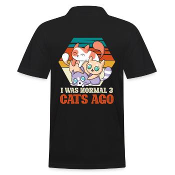 I was normal 3 cats ago - Katzendame - Männer Poloshirt - Schwarz - Hinten - Kai (181cm)
