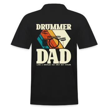 Drummer Dad - Schlagzeuger Vatertag - Männer Poloshirt - Schwarz - Hinten - Kai (181cm)