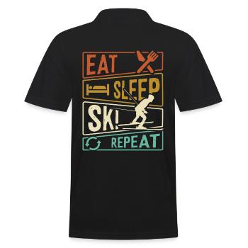 Eat Sleep Ski Repeat - Skifahrer - Männer Poloshirt - Schwarz - Hinten - Kai (181cm)