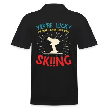 You're lucky skiing - skier saying - Men's Polo Shirt - black - Back - Kai (181cm)