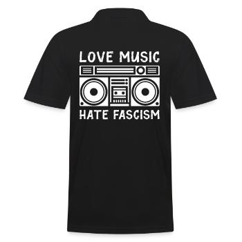 Aime la musique déteste le fascisme - Polo Homme - noir - Dos - Kai (181cm)