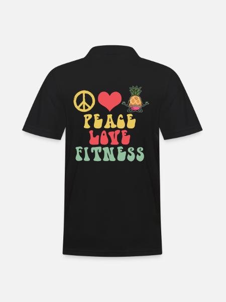 Peace Love Fitness Home Workout Yoga - Männer Poloshirt - Schwarz