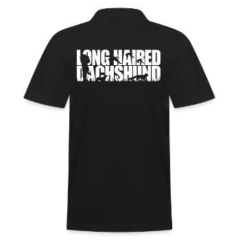 LONG HAIRED Dachshund Hunting Dog Wilsigns Hunting Dogs - Men's Polo Shirt - black - Back - Kai (181cm)