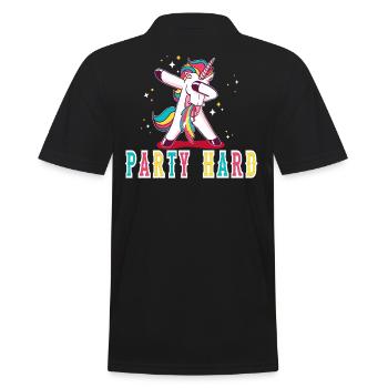 Einhorn,unicorn,Party hard,Rock Hand,Festival - Männer Poloshirt - Schwarz - Hinten - Kai (181cm)