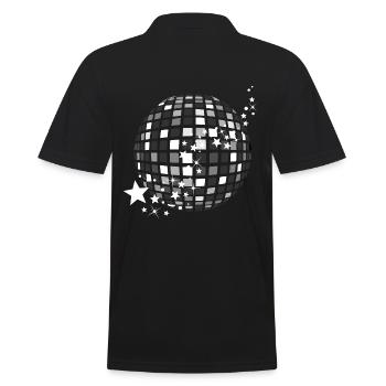 Disco Ball Glittering Disco Ball Schlager Party - Men's Polo Shirt - black - Back - Kai (181cm)