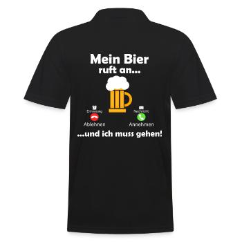 Mein Bier ruft an - Männer Poloshirt - Schwarz - Hinten - Kai (181cm)