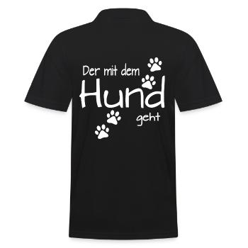 Der mit dem Hund geht - Männer Poloshirt - Schwarz - Hinten - Kai (181cm)