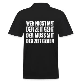 Wer Nicht Mit Der Zeit Geht - Männer Poloshirt - Schwarz - Hinten - Kai (181cm)