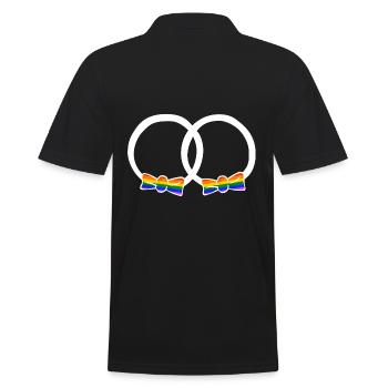 Homo Ehe Gay LGBT Pride Ringe Hochzeit - Männer Poloshirt - Schwarz - Hinten - Kai (181cm)