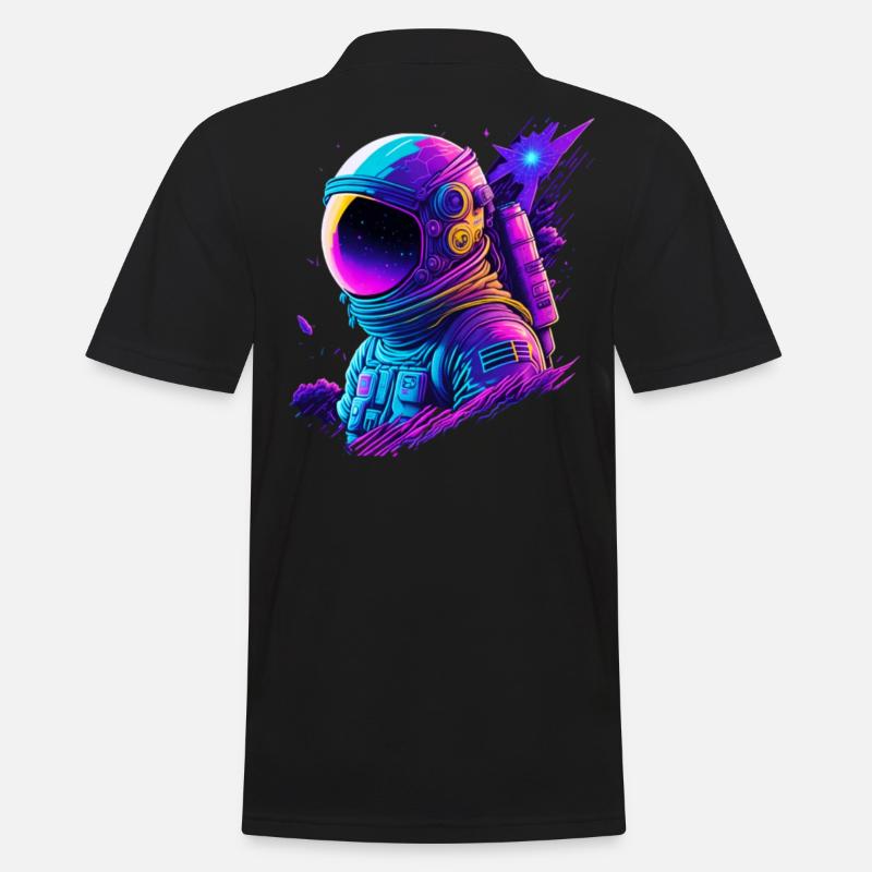 Synthwave Astronaute Space Explorer - Polo Homme - noir