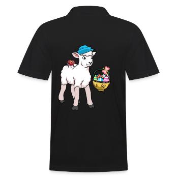 Sheep Sheep Lamb Easter Easter Eggs - Men's Polo Shirt - black - Back - Kai (181cm)