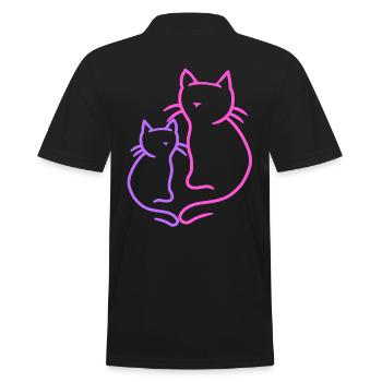Retro Cats Vintage 90's 80's Cat Child Summer - Men's Polo Shirt - black - Back - Kai (181cm)