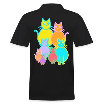 80s 90s Cats Cat Family Kids Child - Men's Polo Shirt - black - Back - Kai (181cm)